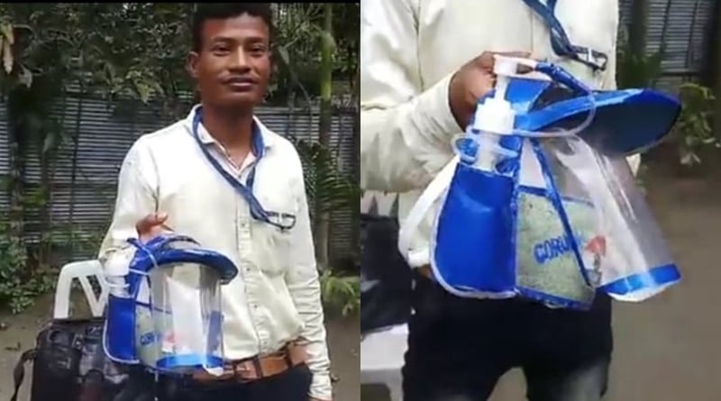Man made automatic sanitized helmet mask in Siliguri