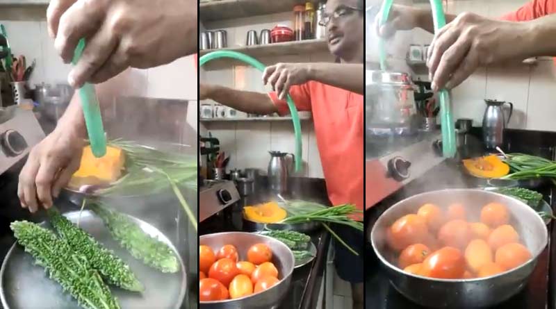 Man Uses Steam From Pressure Cooker To Clean Veggies, Video Goes Viral