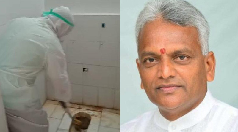 নোংরা করোনা হাসপাতালের শৌচাগার, PPE কিট পরে সাফাই অভিযানে খোদ স্বাস্থ্যমন্ত্রী