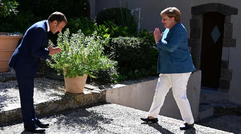 Emmanuel Macron’s Indian-style welcome to Angela Merkel