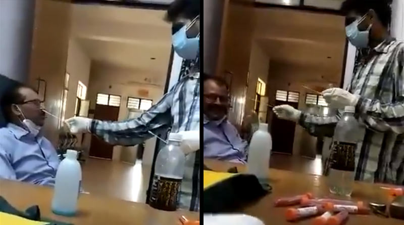 টার্গেট পূরণ করতে করোনা টেস্টের জন্য নিজের স্যাম্পেলই দিচ্ছেন ডাক্তার! ভাইরাল ভিডিও