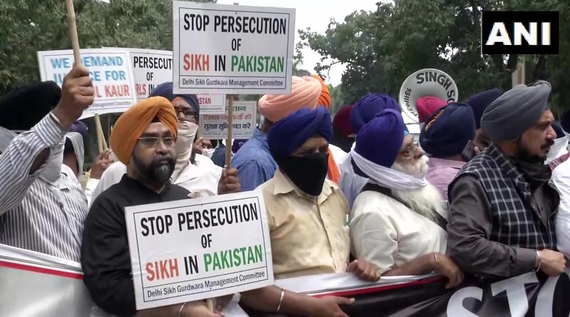 Sikhs stage protest outside #Pakistan embassy over forced conversions। Sangbad Pratidin