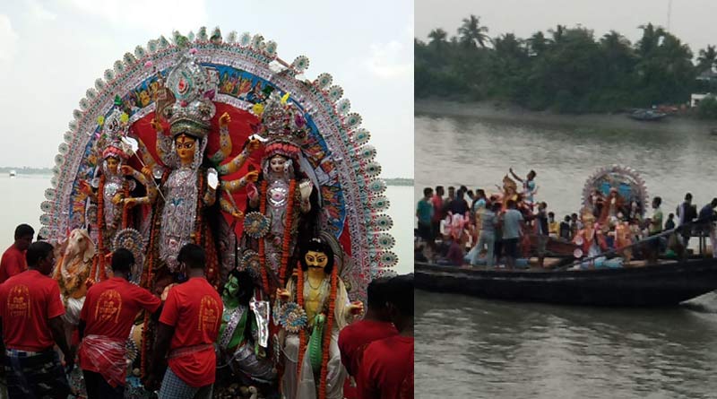 Different environment at Ichhamati River of Durga immersion this year due to Covid situation| Sangbad Pratidin