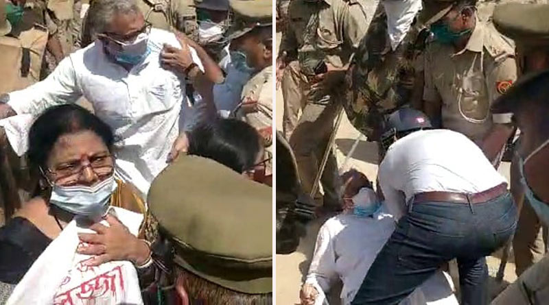 হাথরাসের পথে তৃণমূলের প্রতিনিধিদলের পথ আটকাল পুলিশ! সাংসদদের হেনস্তার অভিযোগ