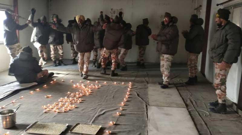 Indo-Tibetan Border Police soldiers celebrate Diwali at -20 degrees in Ladakh | Sangbad Pratidin