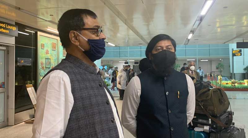 Mihir Goswami is at the airport with Nishith Pramanik | Sangbad Pratidin