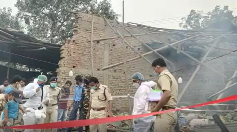 Fire at blast site in Sujapur, Maldah, forensic team escaped| Sangbad Pratidin
