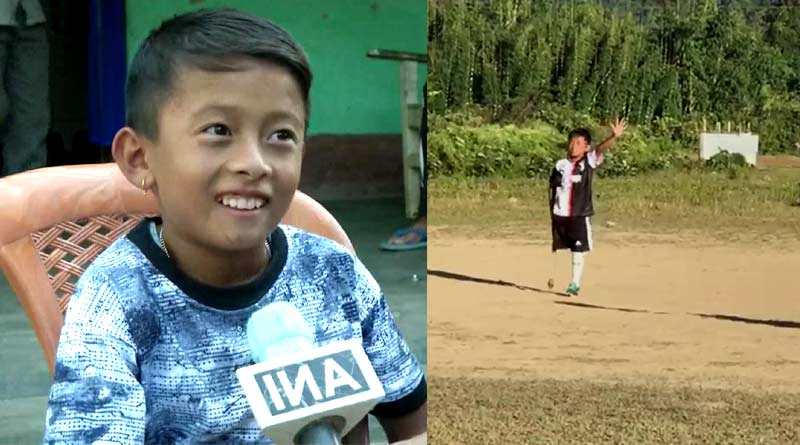Bangla News of Manipur child player: Kunal Shrestha, a Class 4 student from Imphal plays football with a single limb | Sangbad Pratidin