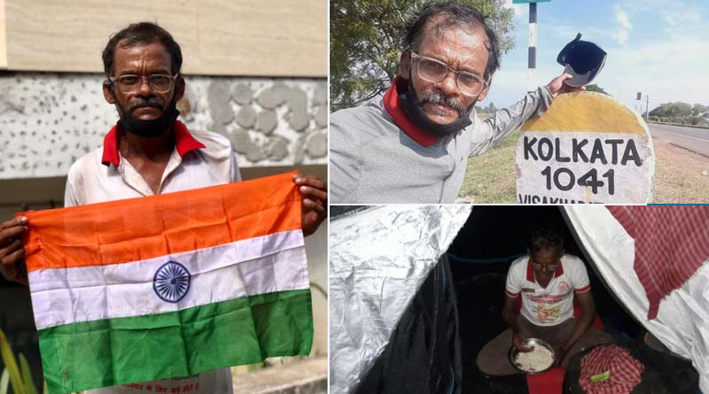 পায়ে হেঁটেই দেশজুড়ে করোনা সচেতনতার প্রচার, প্রশংসা কুড়োচ্ছেন বাংলার প্রৌঢ়