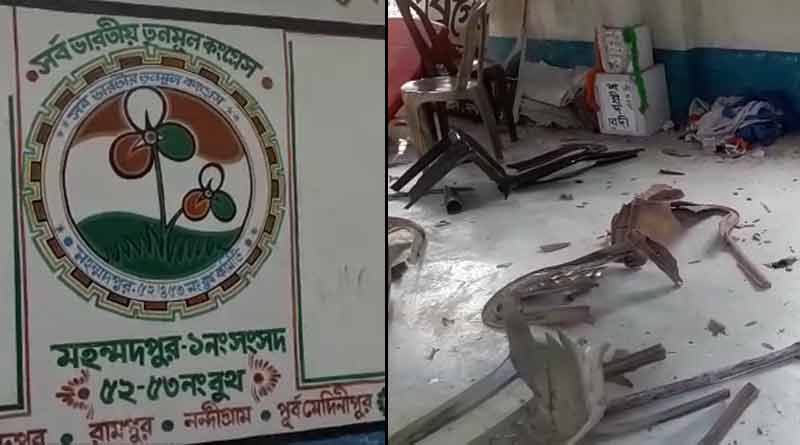 নন্দীগ্রামে তৃণমূলের কার্যালয়ে ব্যাপক ভাঙচুর, কাঠগড়ায় বিজেপি
