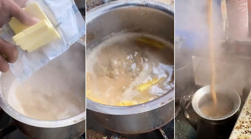 Agra man is making tea with slice of butter, video goes viral, netizen reacts| Sangbad Pratidin