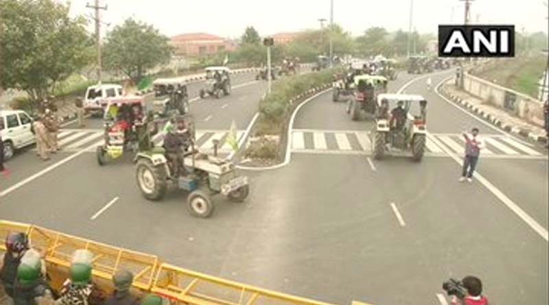 Farmers take out tractor march at Delhi border says Glimpse of what will happen on Jan 26 | Sangbad Pratidin