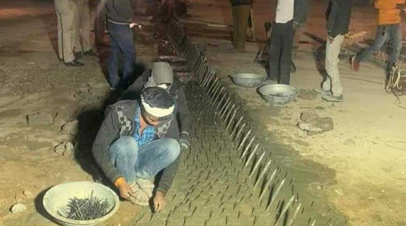 রাস্তায় কংক্রিটের দেওয়াল, পোঁতা রয়েছে পেরেক! কৃষক আন্দোলন রুখতে দিল্লি যেন ‘দুর্গ’