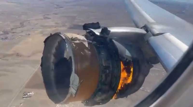 Horrific video shows engine of United Airlines plane in flames in mid-air | Sangbad Pratidin