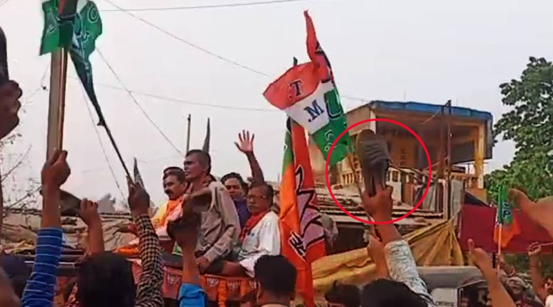 বিজেপিতে যোগ দিয়ে এলাকায় ফিরেই বিক্ষোভের মুখে প্রাক্তন তৃণমূল নেতা, দেখানো হল জুতো