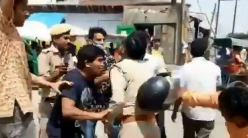 RSS, BJP workers clash with police in Mathura, video of cop being thrashed goes viral | Sangbad Pratidin