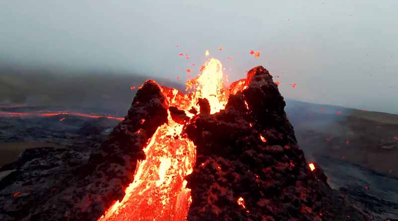 A drone has captured incredible footage of a volcano erupting goes viral । Sangbad Pratidin