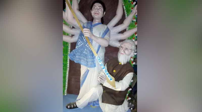 WB Assembly Polls 2021: TMC supporters make statue of Mamata Banerjee as Devi Durga and Narendra Modi as demon sparks controversy in Hili | Sangbad Pratidin
