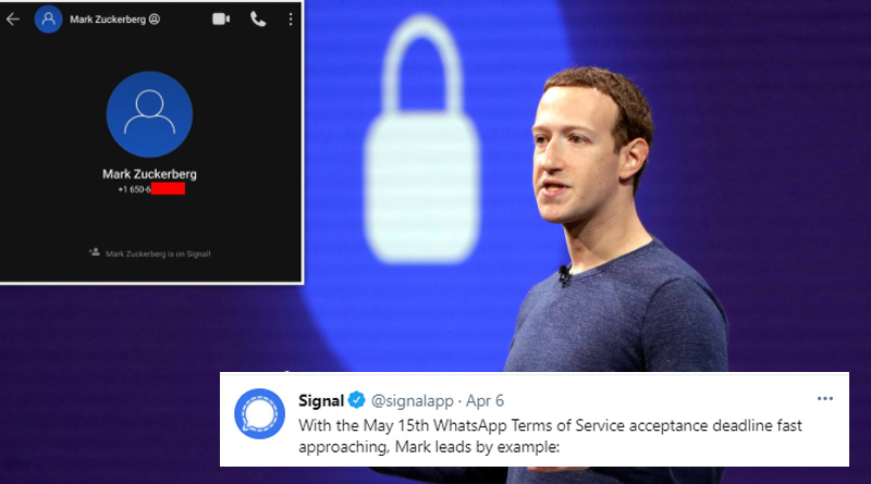 Signal Trolls Mark Zuckerberg After Facebook CEO Found 'Using' WhatsApp's Rival App | Sangbad Pratidin