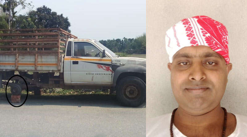 Tyre of a candidate's car stolen by miscreants Maynaguri | Sangbad Pratidin