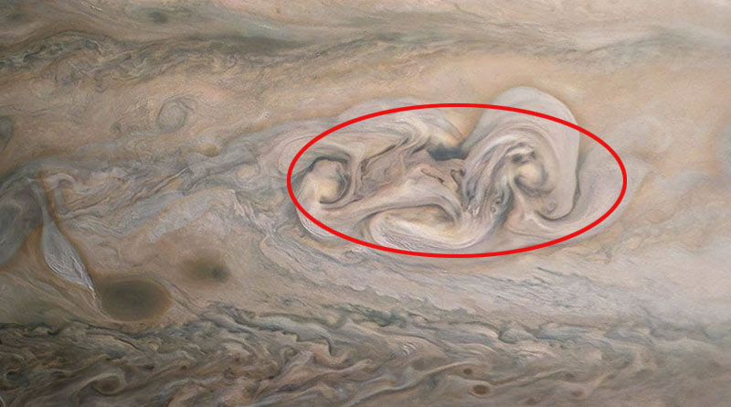 Plume of cloud material erupting above the upper cloud layers of Jupiter's atmosphere | Sangbad Pratidin