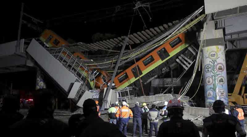 At least 13 people are dead and 70 people injured in collapse of a metro overpass in Mexico City । Sangbad Pratidin