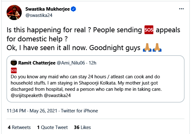 Swastika Mukherjee gets bizarre request on twitter