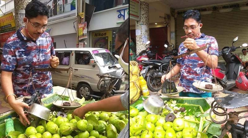 ASP of Murshidabad Tanmay Sarkar selling guava in market, photo goes viral | Sangbad Pratidin