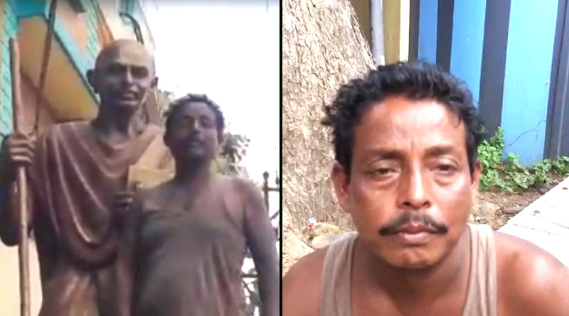 ‘কাকু’ বলে ডেকে গান্ধীমূর্তির চোখে সানগ্লাস পরালেন বর্ধমানের মদ্যপ, তারপর…