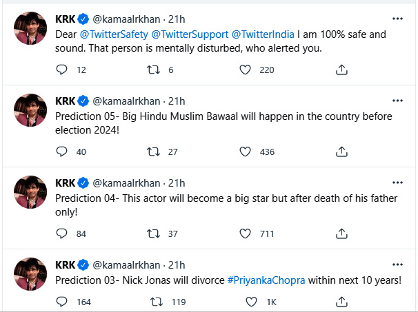 Predictions of KRK 