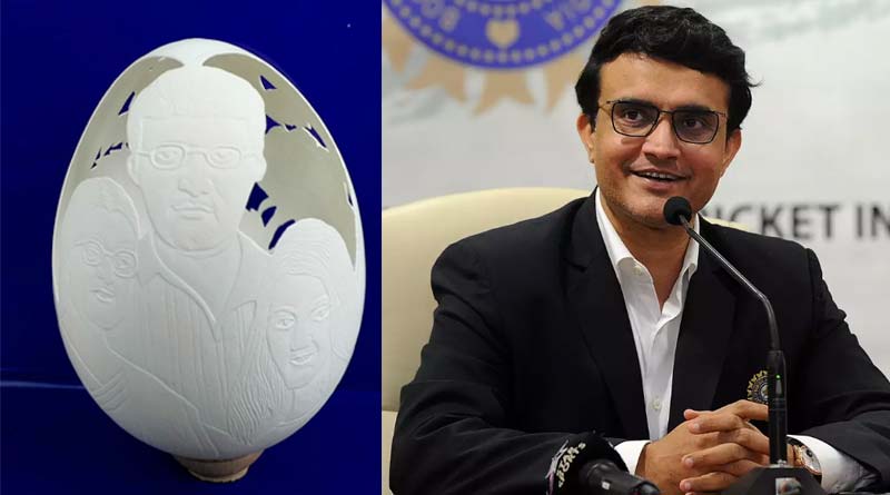 ‘দাদা’র জন্মদিনে বিশেষ উপহার অনুরাগীর, ডিমের উপরে ফুটে উঠল সৌরভের প্রতিকৃতি