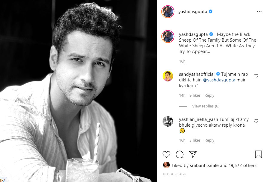 Instagram Post of Actor Yash Dasgupta
