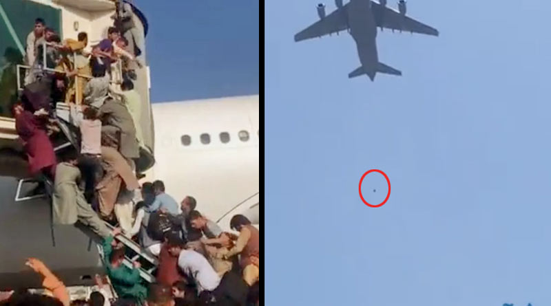 Two people tie themselves to wheels of aircraft leaving Kabul, fall to death, Video goes viral | Sangbad Pratidin