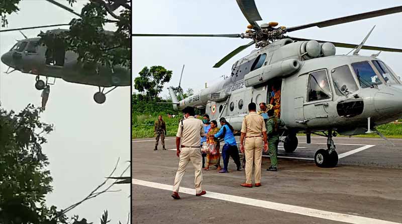 রূপনারায়ণ-দ্বারকেশ্বরের জলে প্লাবিত খানাকুল, দুর্গতদের উদ্ধারে নামল বায়ুসেনা