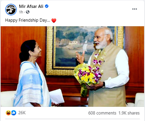 Mir Afsar ali wishes Happy Friendship Day by posting Narendra Modi and Mamata Banerjee picture 