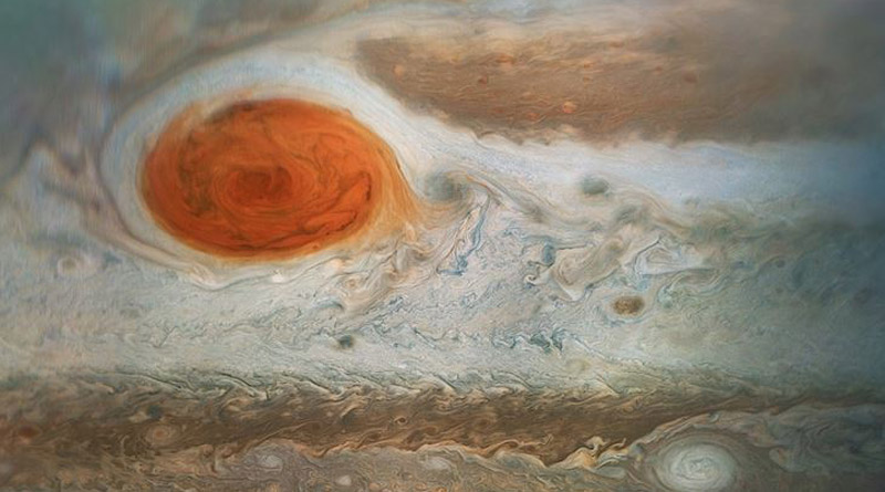 1.000 terre potrebbero espandersi nella tempesta rossa di Giove, mostra la sonda Juno della NASA।  Sangbad Pratidine