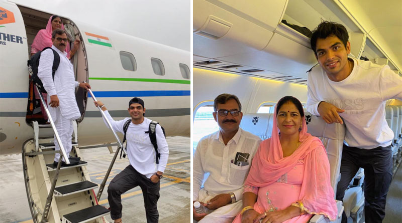 Olympic gold medallist Neeraj Chopra's dream comes true as he takes parents on their first flight | Sangbad Pratidin