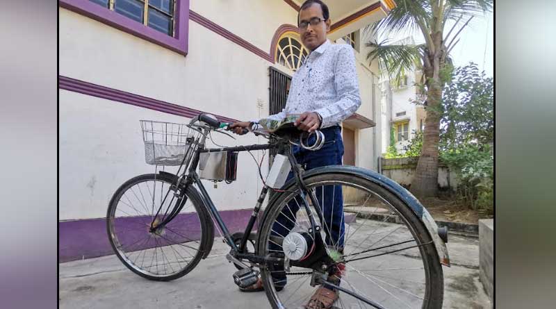 A teacher of Birbhum made a battery-powered bicycle | Sangbad Pratidin