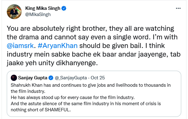 Tweet of Mika Singh