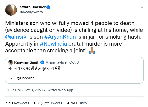 Swara Bhasker tweet