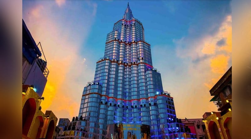 Durga Puja 2021: Sreebhumi pandal replicating Burj Khalifa goes dark | Sangbad Pratidin