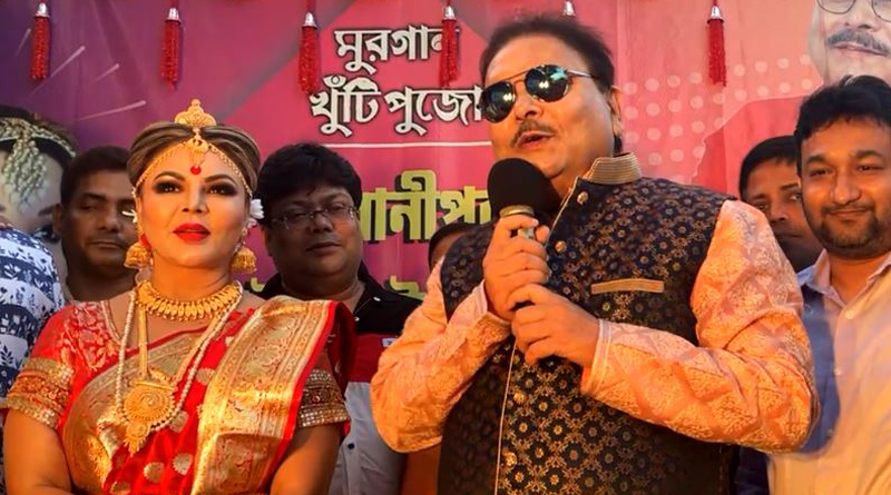 ও লাভলি! মদন মিত্রর সঙ্গে বাঙালি সাজে কালীপুজোর উদ্বোধনে রাখি সাওয়ান্ত