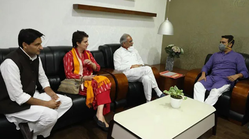Congress general secretary Priyanka Gandhi Vadra met RLD chief Jayant Chaudhary | Sangbad Pratidin