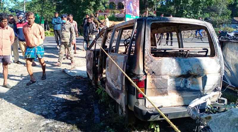 Person died after being burnt inside a car in Cooch Behar । Sangbad Pratidin