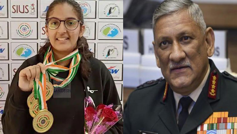 Shooter Bandhavi Singh dedicates gold medals to her uncle General Bipin Rawat। Sangbad Pratidin
