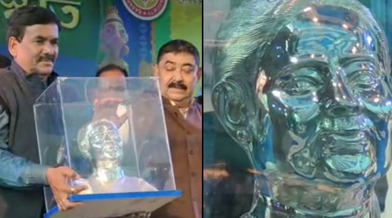 TMC district president of Birbhum Anubrata Mandal gifted silver statue of Mamata Banerjee | Sangbad Pratidin