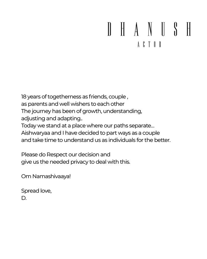 Dhanush Statement