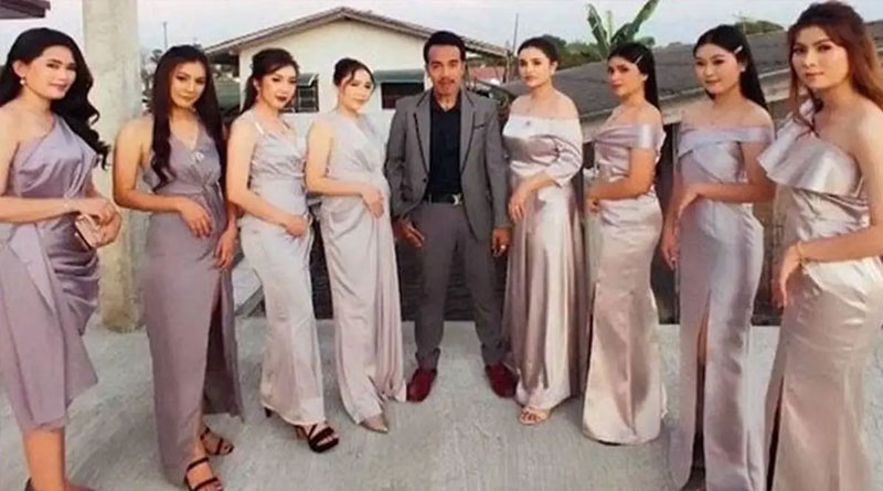 Man lives a happy life with eight wives in Thailand 