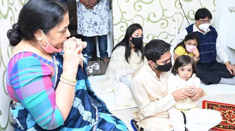 TMC leader Abhishek Banerjee celebrates Saraswati Puja with son | Sangbad Pratidin