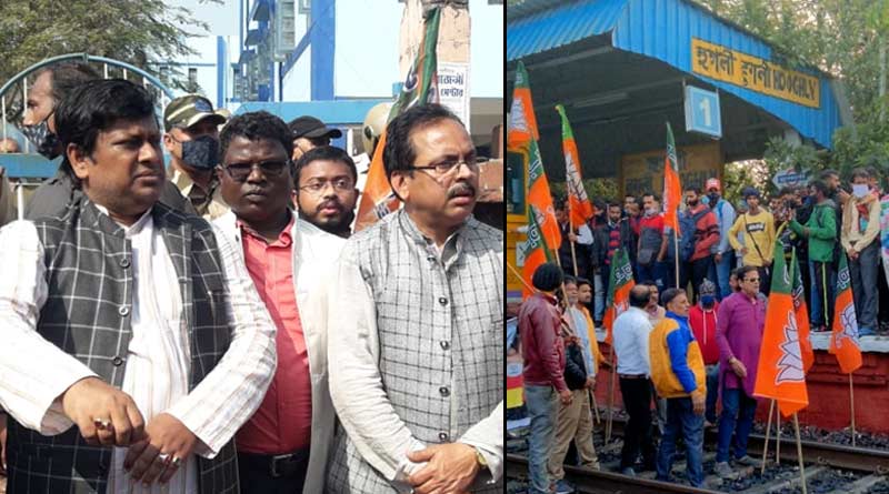 Bengal Bandh by BJP: Rail block and rally by BJP leaders, Sukanta Majumder leads at Balurghat, Police takes necessary steps to keep situation normal | Sangbad Pratidin